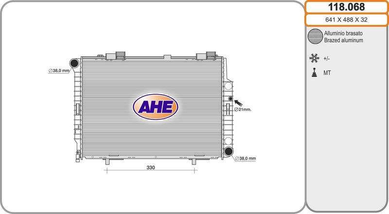 118068 AHE Радиатор, охлаждение двигателя