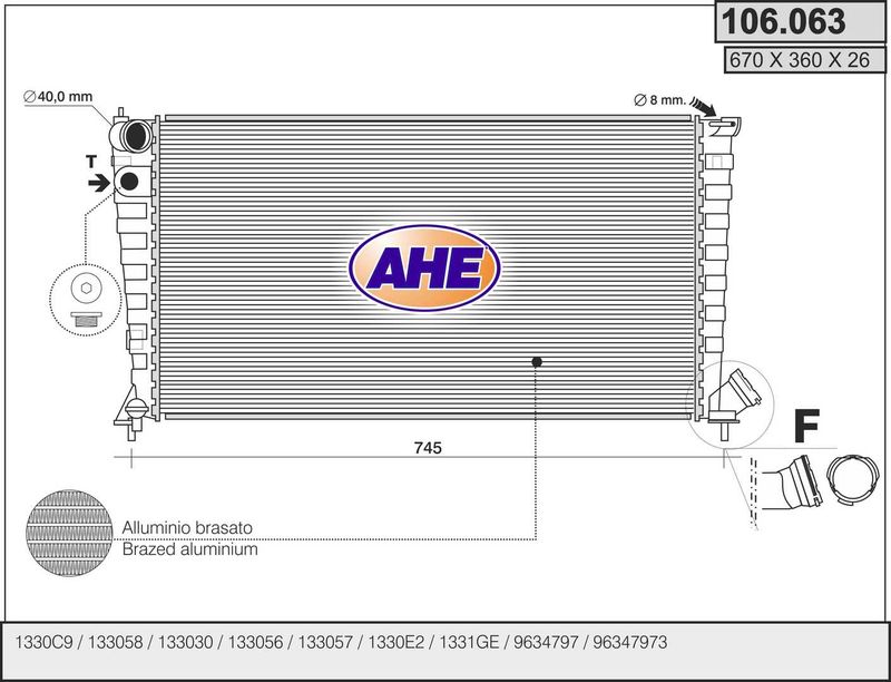 106063 AHE Радиатор, охлаждение двигателя