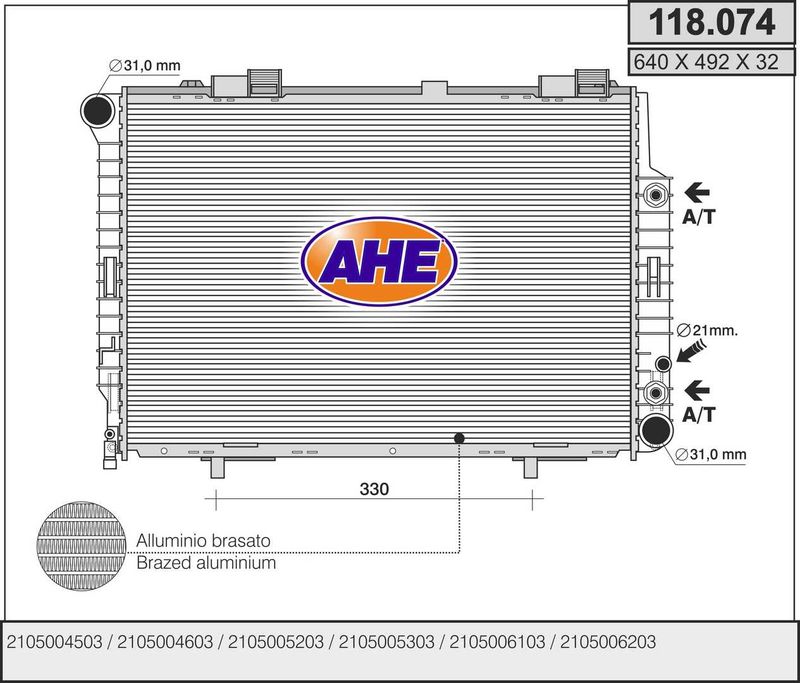 118074 AHE Радиатор, охлаждение двигателя
