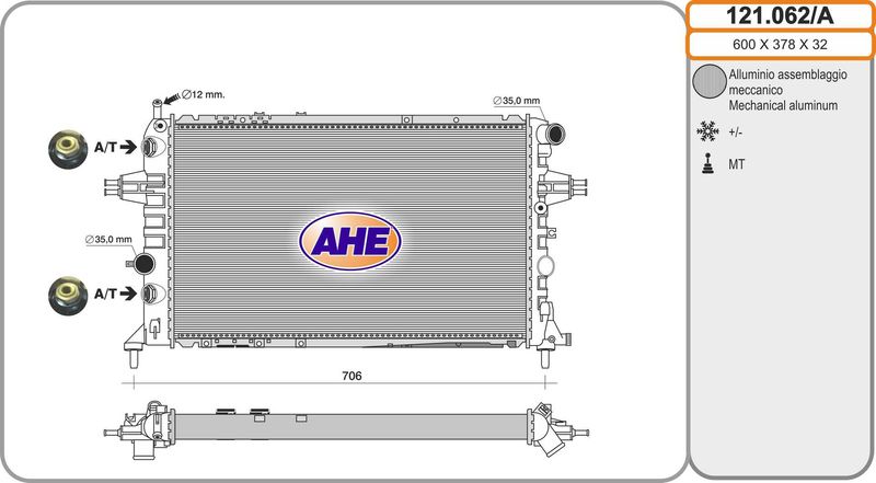 121062A AHE Радиатор, охлаждение двигателя