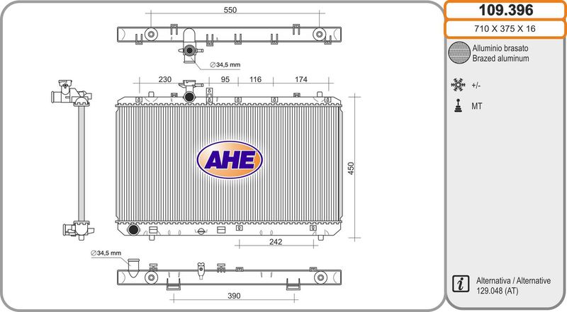 109396 AHE Радиатор, охлаждение двигателя