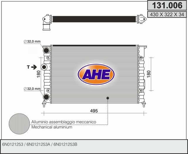 131006 AHE Радиатор, охлаждение двигателя