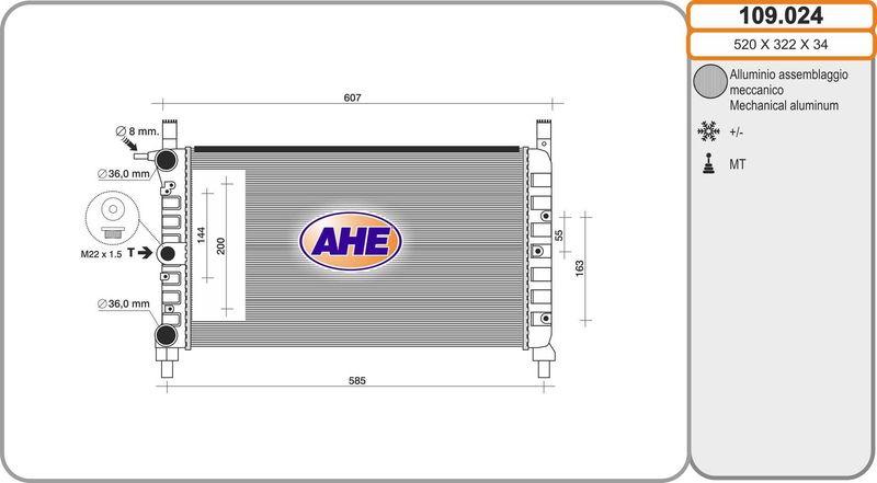 109024 AHE Радиатор, охлаждение двигателя
