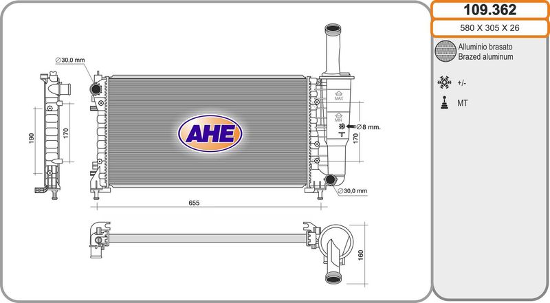 109362 AHE Радиатор, охлаждение двигателя