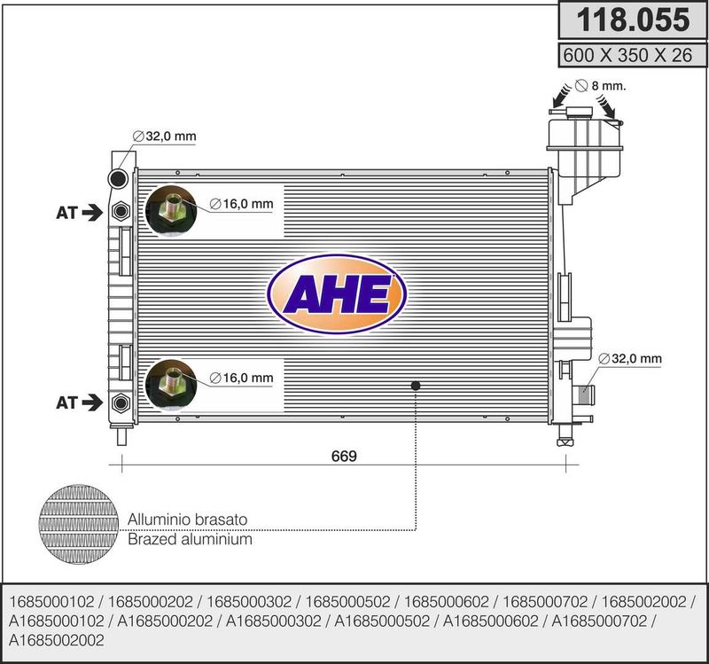 118055 AHE Радиатор, охлаждение двигателя