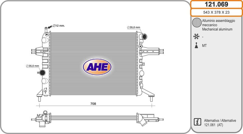 121069 AHE Радиатор, охлаждение двигателя