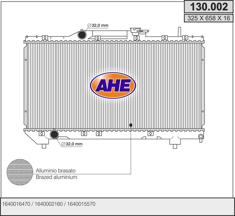 130002 AHE Радиатор, охлаждение двигателя