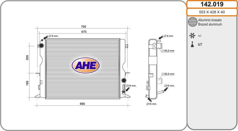 142019 AHE Радиатор, охлаждение двигателя