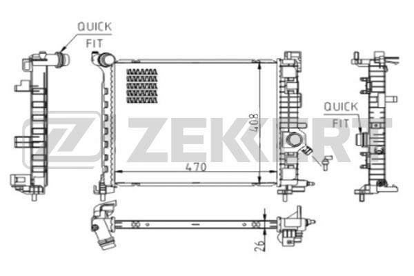 MK1612 ZEKKERT Радиатор, охлаждение двигателя