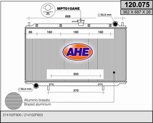 120075 AHE Радиатор, охлаждение двигателя