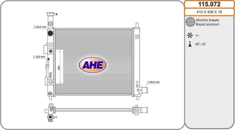115072 AHE Радиатор, охлаждение двигателя