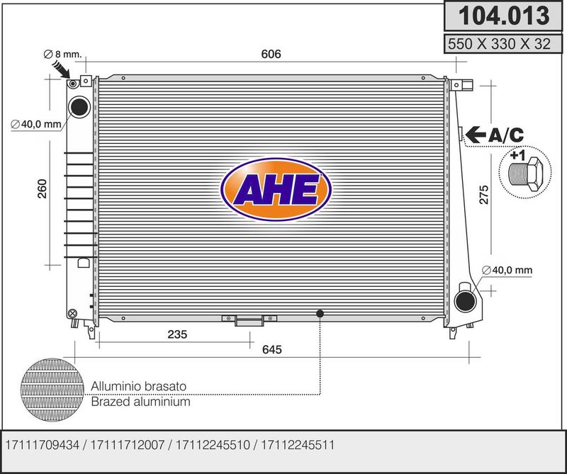 104013 AHE Радиатор, охлаждение двигателя