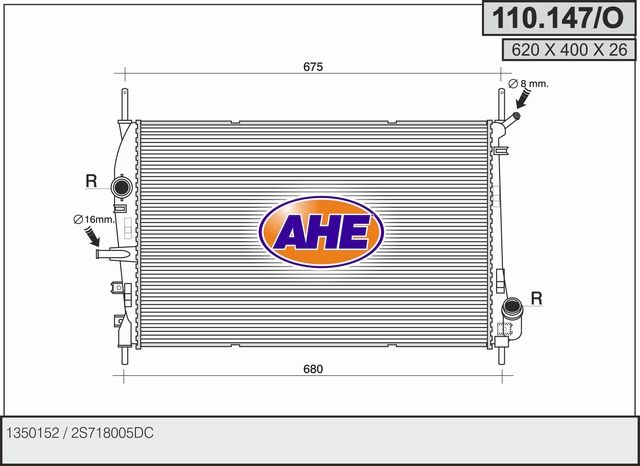 110147O AHE Радиатор, охлаждение двигателя