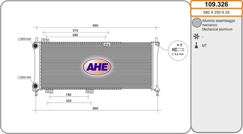 109326 AHE Радиатор, охлаждение двигателя