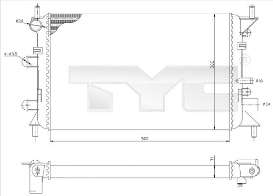 7100036R TYC Радиатор, охлаждение двигателя