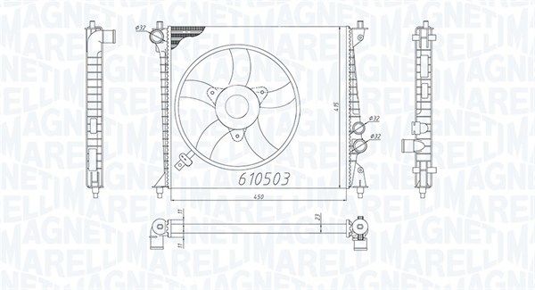 350213200500 MAGNETI MARELLI Радиатор, охлаждение двигателя