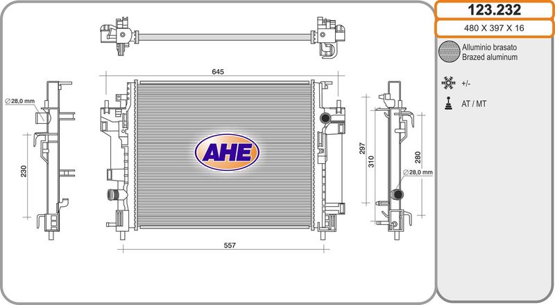 123232 AHE Радиатор, охлаждение двигателя
