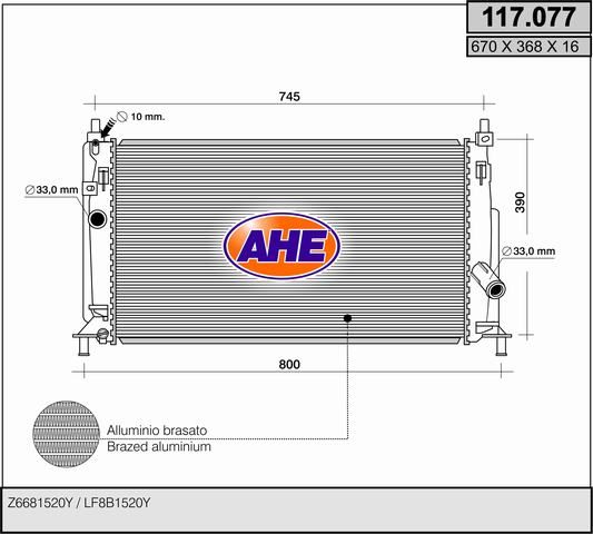117077 AHE Радиатор, охлаждение двигателя