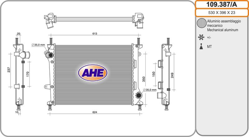 109387A AHE Радиатор, охлаждение двигателя