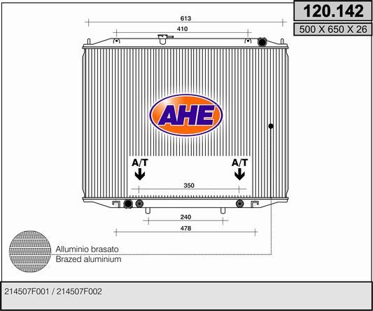 120142 AHE Радиатор, охлаждение двигателя