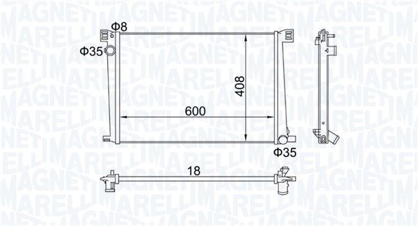 350213168600 MAGNETI MARELLI Радиатор, охлаждение двигателя