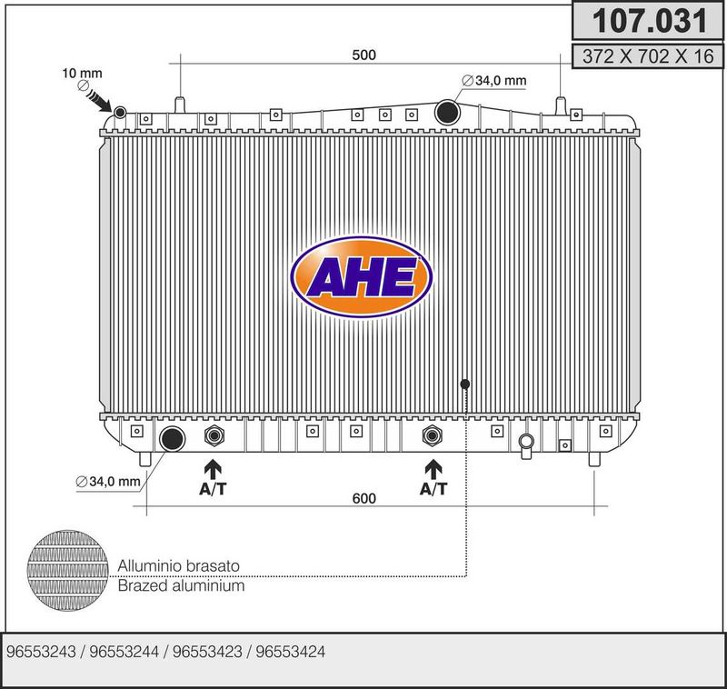 107031 AHE Радиатор, охлаждение двигателя