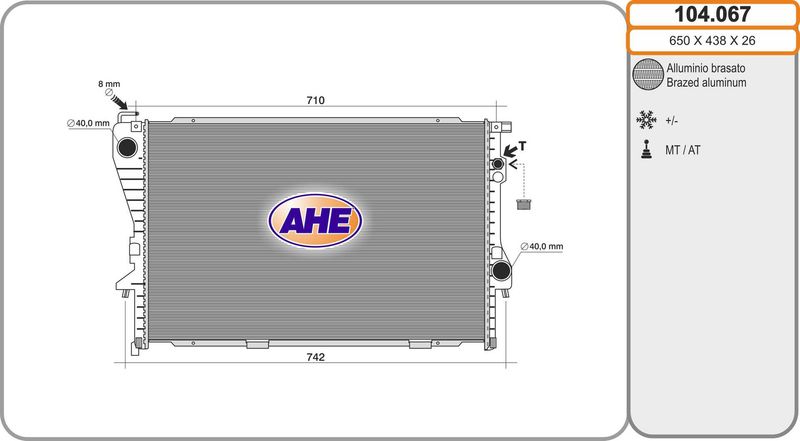104067 AHE Радиатор, охлаждение двигателя