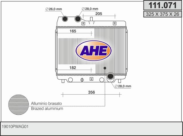 111071 AHE Радиатор, охлаждение двигателя