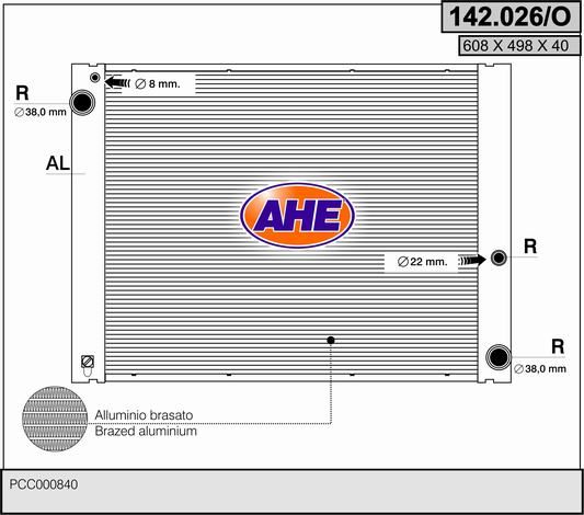 142026O AHE Радиатор, охлаждение двигателя