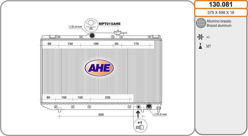 130081 AHE Радиатор, охлаждение двигателя