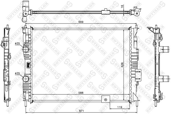 1026588SX STELLOX Радиатор, охлаждение двигателя