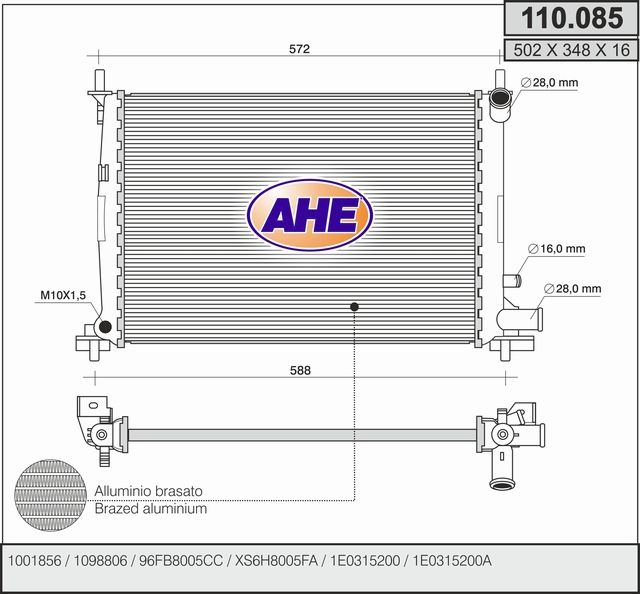 110085 AHE Радиатор, охлаждение двигателя