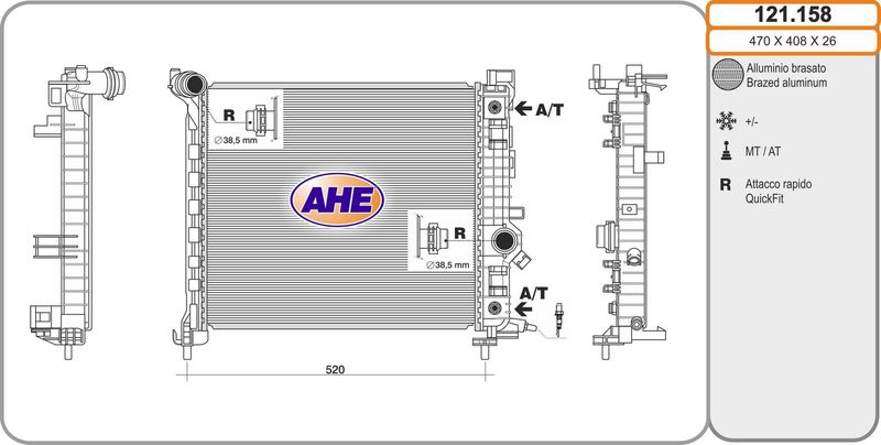 121158 AHE Радиатор, охлаждение двигателя