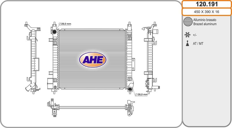 120191 AHE Радиатор, охлаждение двигателя