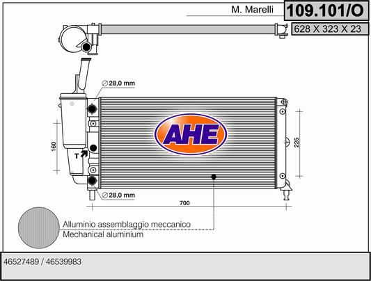 109101O AHE Радиатор, охлаждение двигателя