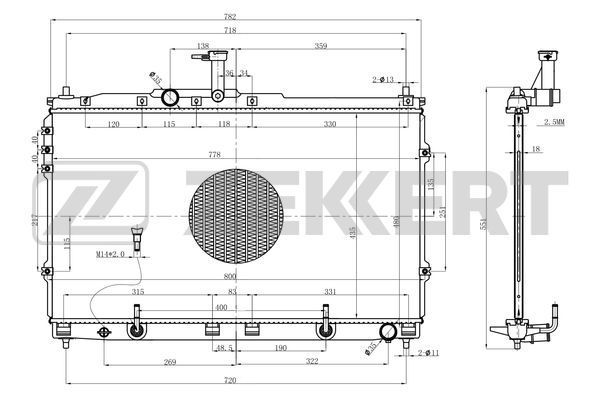MK1580 ZEKKERT Радиатор, охлаждение двигателя