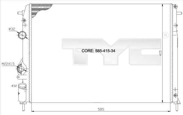 7280011 TYC Радиатор, охлаждение двигателя