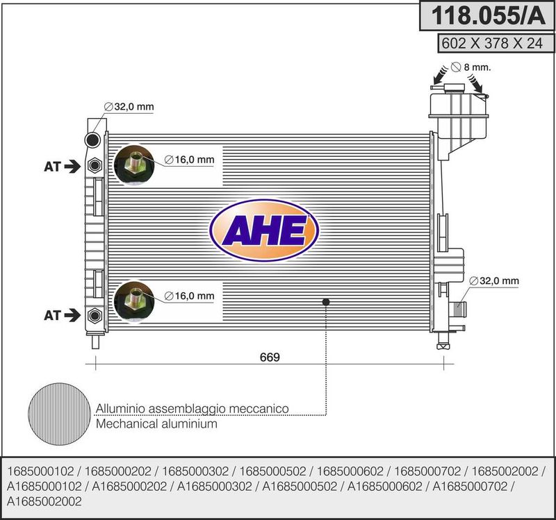 118055A AHE Радиатор, охлаждение двигателя