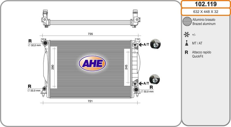 102119 AHE Радиатор, охлаждение двигателя