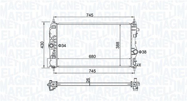 350213206500 MAGNETI MARELLI Радиатор, охлаждение двигателя