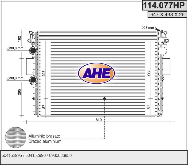 114077HP AHE Радиатор, охлаждение двигателя