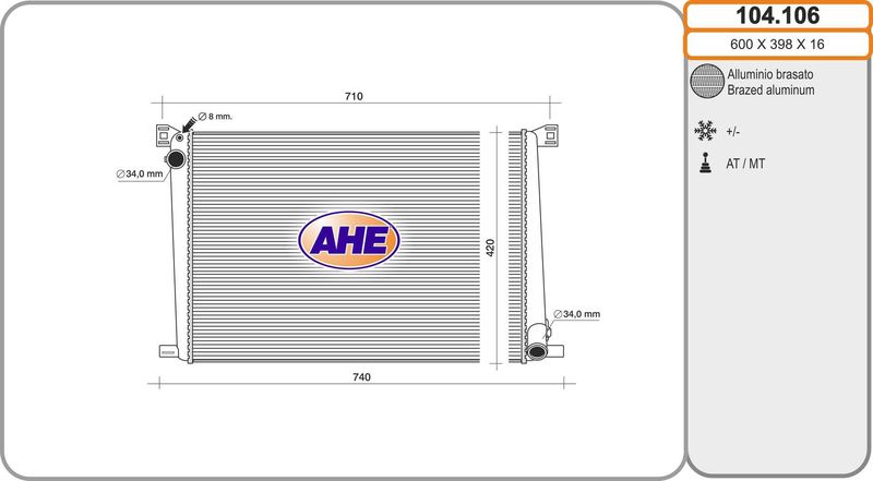104106 AHE Радиатор, охлаждение двигателя