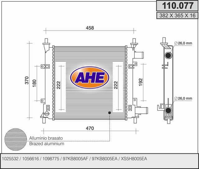 110077 AHE Радиатор, охлаждение двигателя