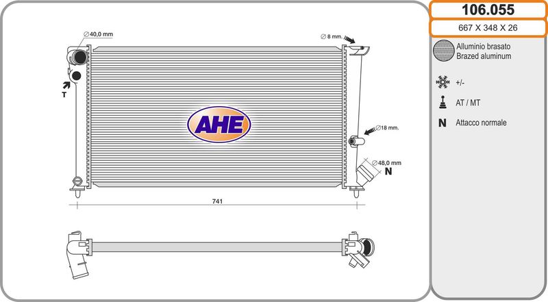 106055 AHE Радиатор, охлаждение двигателя