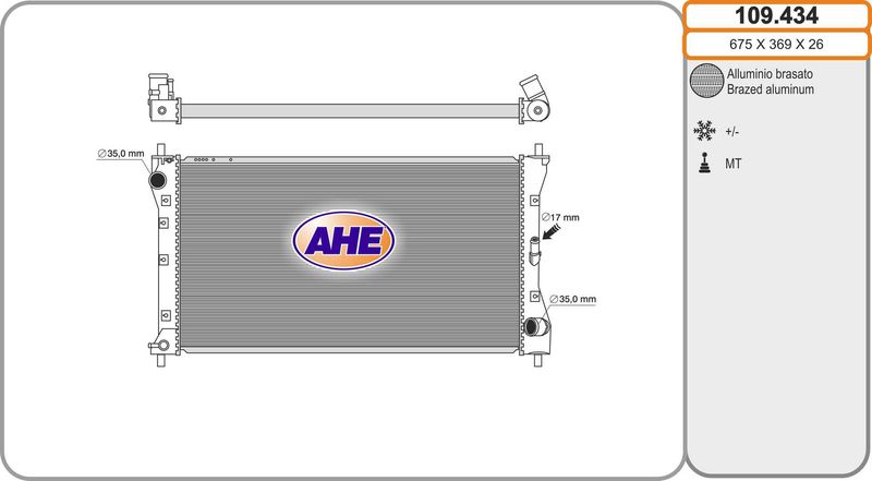 109434 AHE Радиатор, охлаждение двигателя