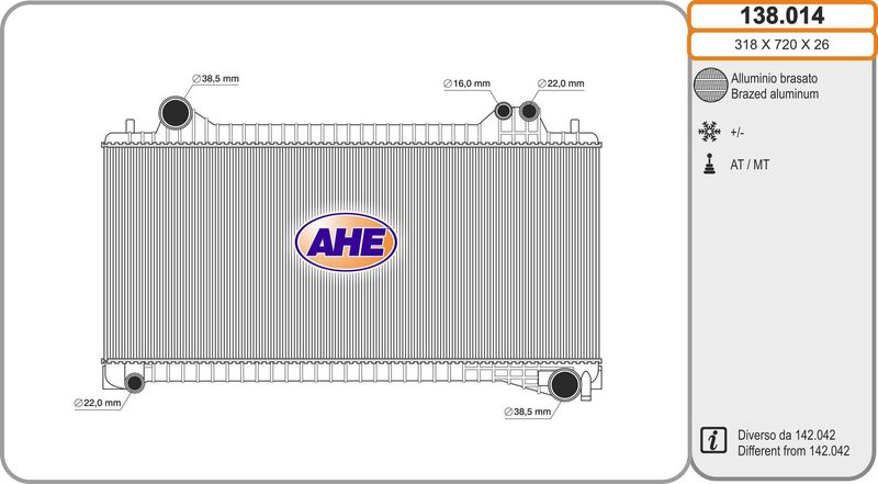 138014 AHE Радиатор, охлаждение двигателя