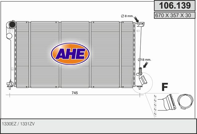 106139 AHE Радиатор, охлаждение двигателя