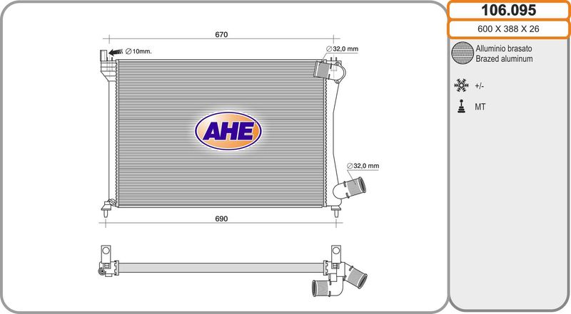 106095 AHE Радиатор, охлаждение двигателя
