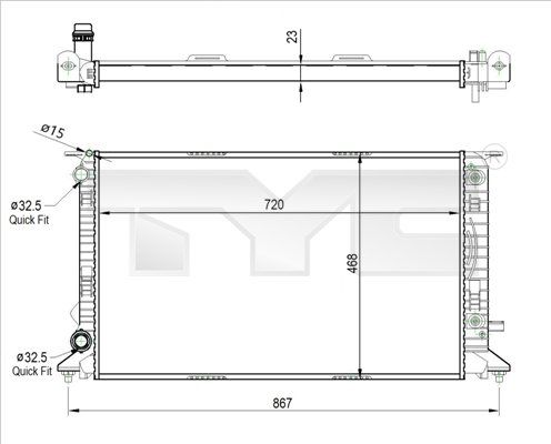 7020037R TYC Радиатор, охлаждение двигателя