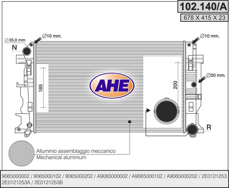 102140A AHE Радиатор, охлаждение двигателя